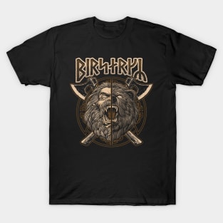 Berserker Viking Norse Pagan Bear Warrior Futhark Runes T-Shirt